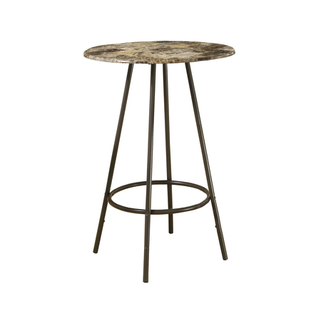 MONARCH SPECIALTIES Home Bar, Bar Table, Bar Height, Pub, 30" Round, Small, Kitchen, Metal, Laminate, Brown Marble Look I 2310